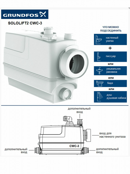 Канализационный насос Grundfos 620 Вт CWC-3